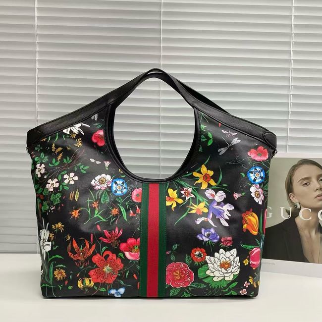 Gucci Giglio Flora large tote bag 853971 black and multicolor Gucci Giglio Flora large tote bag 853971 black and multicolor