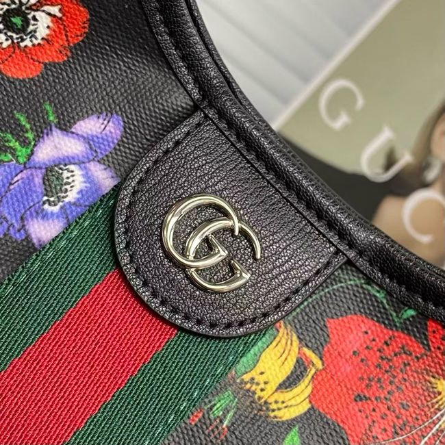 Gucci Giglio Flora large tote bag 853971 black and multicolor Gucci Giglio Flora large tote bag 853971 black and multicolor