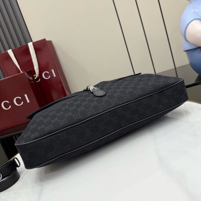 Gucci Jackie Flap large crossbody bag A005ZI black GG canvas Gucci Jackie Flap large crossbody bag A005ZI black GG canvas
