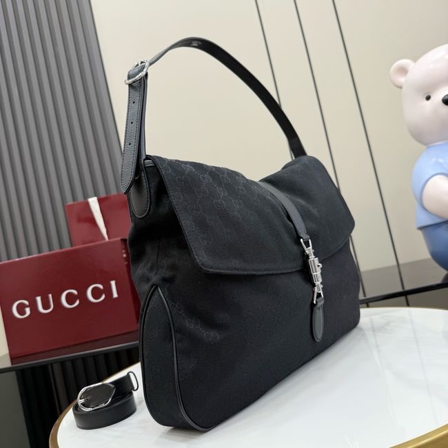 Gucci Jackie Flap large crossbody bag A005ZI black GG canvas Gucci Jackie Flap large crossbody bag A005ZI black GG canvas
