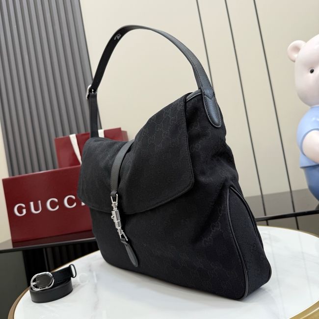 Gucci Jackie Flap large crossbody bag A005ZI black GG canvas Gucci Jackie Flap large crossbody bag A005ZI black GG canvas