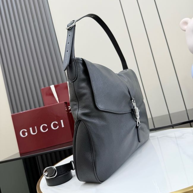 Gucci Jackie Flap large crossbody bag A005ZI black grainy leather Gucci Jackie Flap large crossbody bag A005ZI black grainy leather