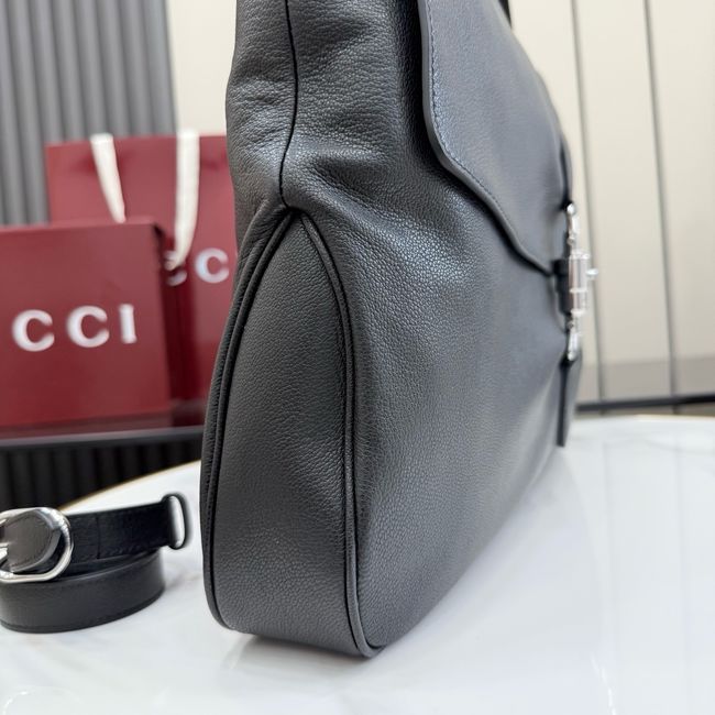 Gucci Jackie Flap large crossbody bag A005ZI black grainy leather Gucci Jackie Flap large crossbody bag A005ZI black grainy leather