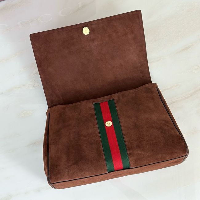 Gucci Paparazzo large top handle bag 875019 dark brown suede