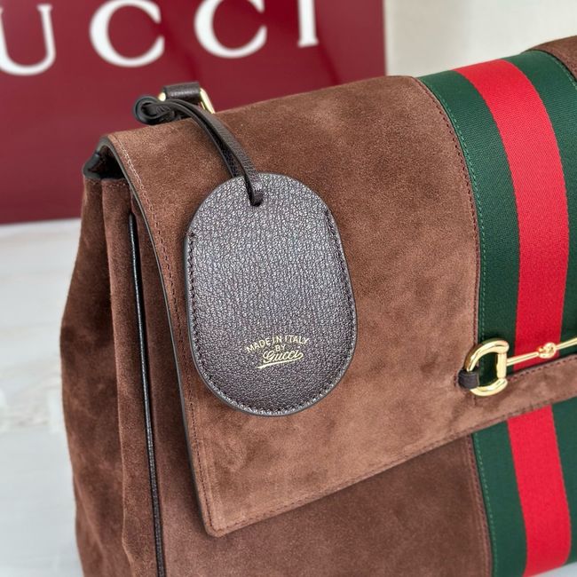 Gucci Paparazzo large top handle bag 875019 dark brown suede