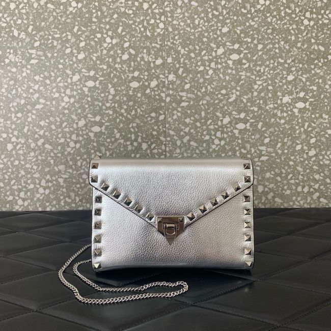 VALENTINO ROCKSTUD Small Calfskin Handbag VA088 Silver