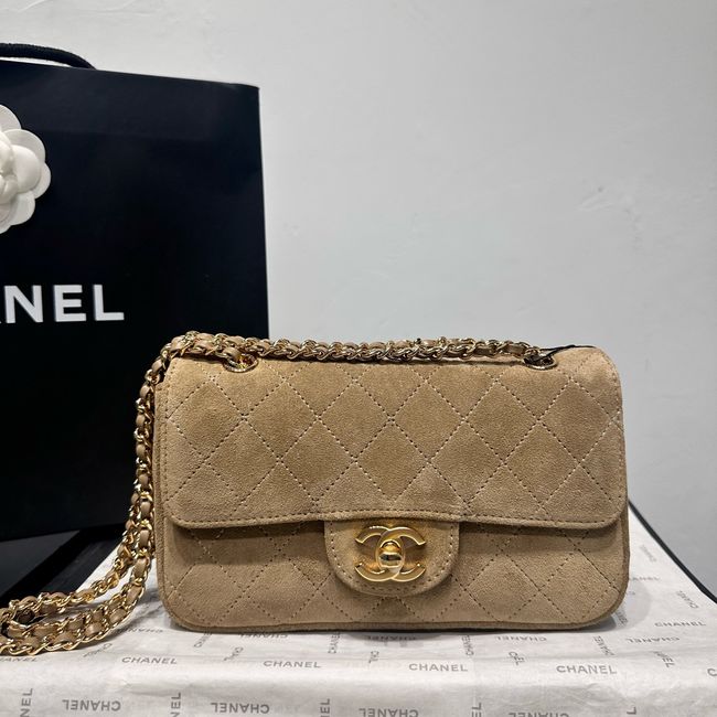 Chanel Suede Calfskin Shoulder Bag AS6627 Khaki Chanel Suede Calfskin Shoulder Bag AS6627 Khaki