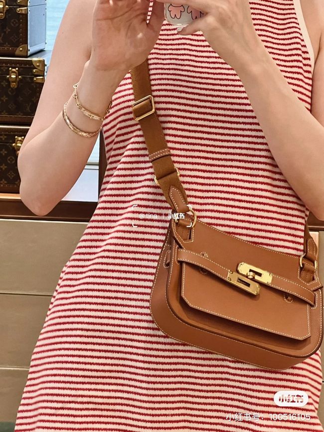 Hermes Jypsiere mini shoulder bag H088004 golden brown