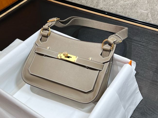Hermes Jypsiere mini shoulder bag H088004 light gray &gold buckle