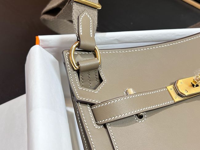 Hermes Jypsiere mini shoulder bag H088004 light gray &gold buckle Hermes Jypsiere mini shoulder bag H088004 light gray &gold buckle