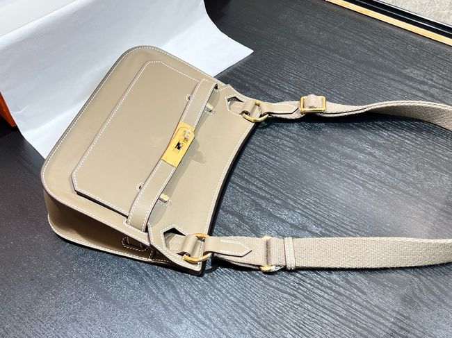 Hermes Jypsiere mini shoulder bag H088004 light gray &gold buckle Hermes Jypsiere mini shoulder bag H088004 light gray &gold buckle