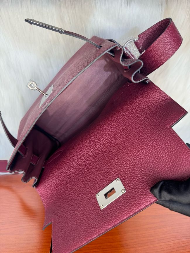 Hermes kelly messenger bag H08801 Wine