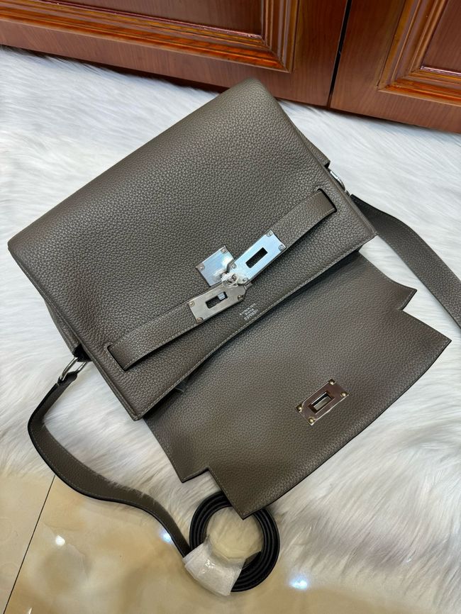 Hermes kelly messenger bag H08801 pewter gray