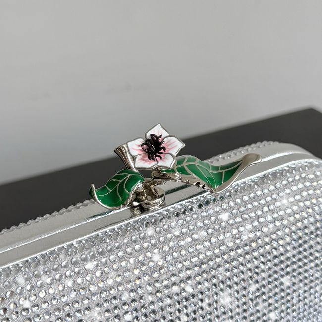 Bottega Veneta Soft Knot Clutch Crystal 866062V Silver Bottega Veneta Soft Knot Clutch Crystal 866062V Silver