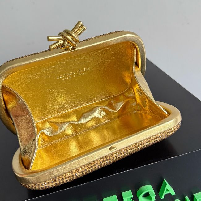 Bottega Veneta Soft Knot Clutch Crystal 866062V gold Bottega Veneta Soft Knot Clutch Crystal 866062V gold