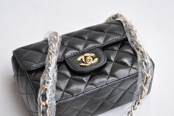 Chanel Quilted Flap Bag 1115 Black Lambskin Golden Chain Chanel Quilted Flap Bag 1115 Black Lambskin Golden Chain