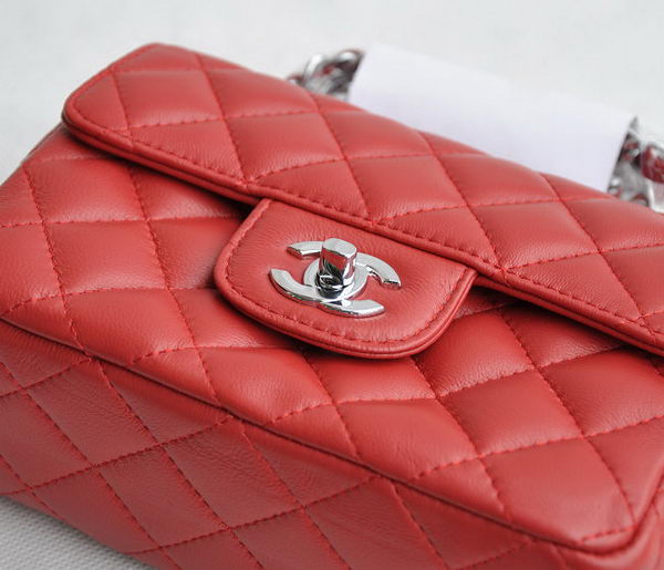 Chanel Classic Red Lambskin Silver Chain Quilted Flap Bag 1115 Chanel Classic Red Lambskin Silver Chain Quilted Flap Bag 1115