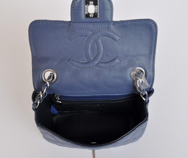 Cheap Chanel Classic mini Flap Bag 1115 Blue Sheepskin Silver Hardware Cheap Chanel Classic mini Flap Bag 1115 Blue Sheepskin Silver Hardware