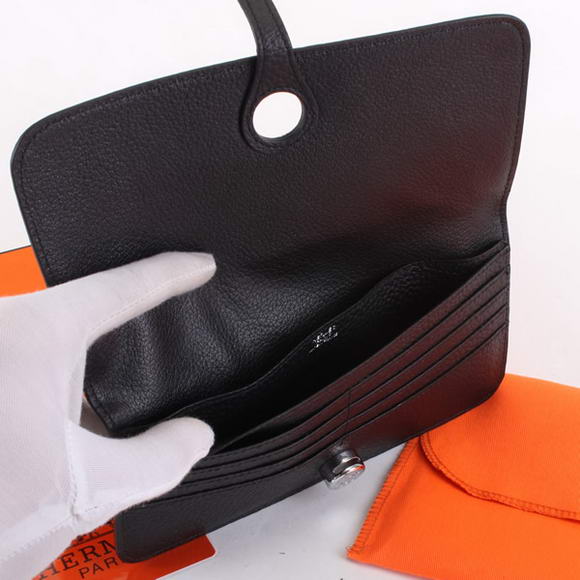 Hermes Dogon Togo Leather Wallet Travel Case A808 Black Hermes Dogon Togo Leather Wallet Travel Case A808 Black