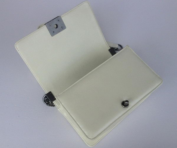 Chanel A67086 Offwhite Le Boy Flap Shoulder Bag Silver Chanel A67086 Offwhite Le Boy Flap Shoulder Bag Silver