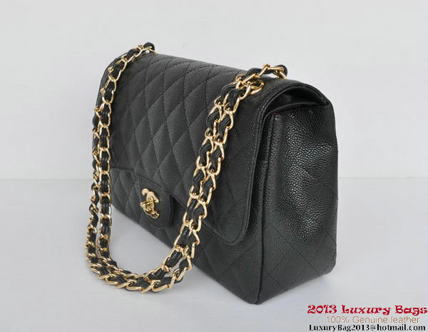 Chanel Jumbo Quilted Classic Cannage Patterns Flap Bag A58600 Black Gold Chanel Jumbo Quilted Classic Cannage Patterns Flap Bag A58600 Black Gold