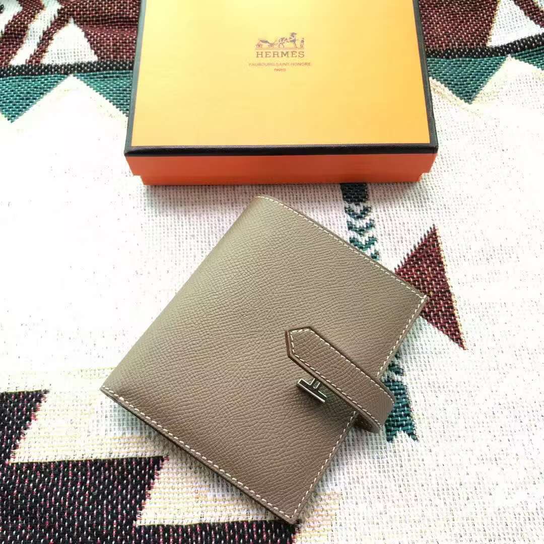 Hermes Bastia Epsom card case H2239 Gray 